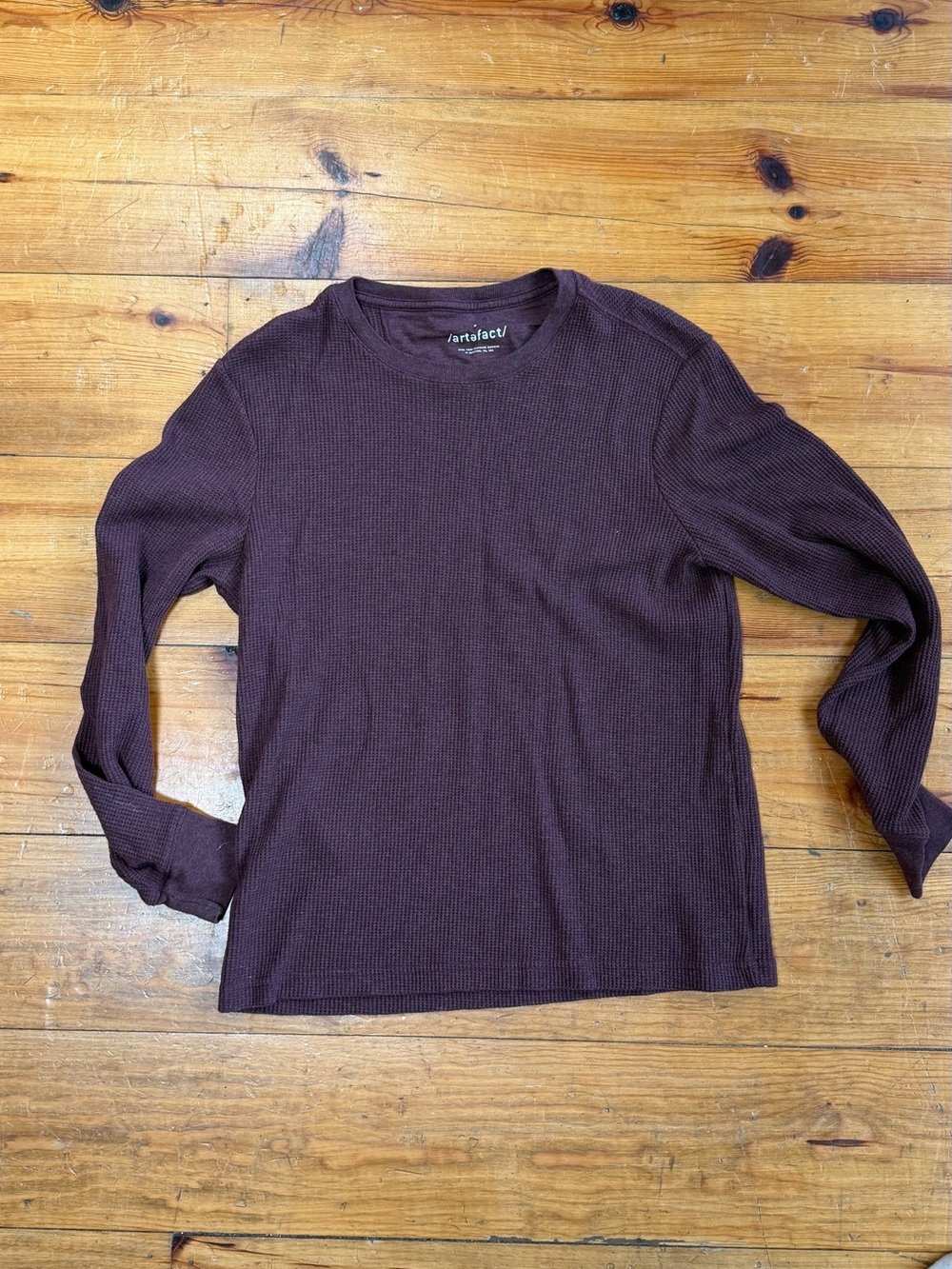 Men's Long-Sleeve Waffle Crew in Maroon